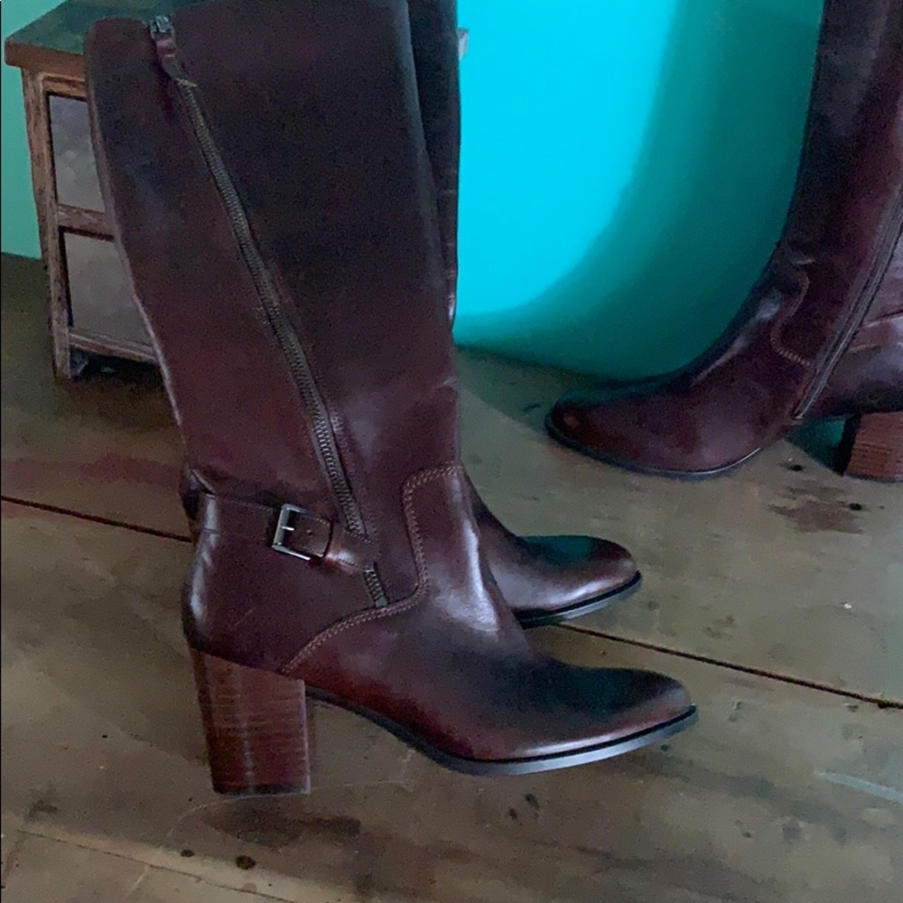 NWOT SIZE 10 - ECCO Leather Shape 55 Stacked Heel Tall Boot - Picture 9 of 11